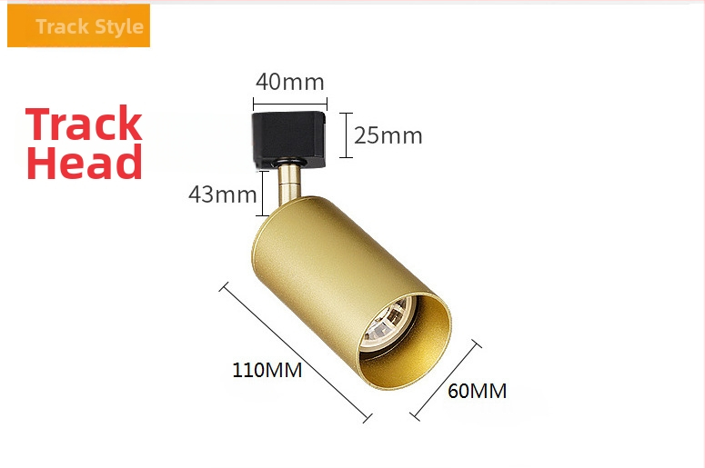LED svetlo na lište Nordic štýlu GU10, hliníkové telo, elektroplatovaný povrch, model 001, vnútorné použitie