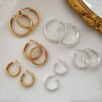 Shutong Geometriai fülbevalók, aranyozott réz, 925 ezüst posts, elektroplating, könnyű luxus stílus