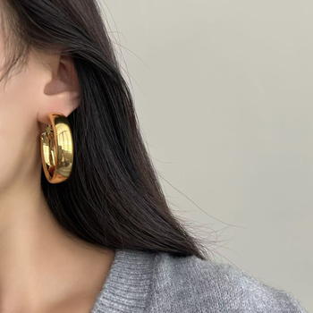 Shutong Geometriai fülbevalók, aranyozott réz, 925 ezüst posts, elektroplating, könnyű luxus stílus