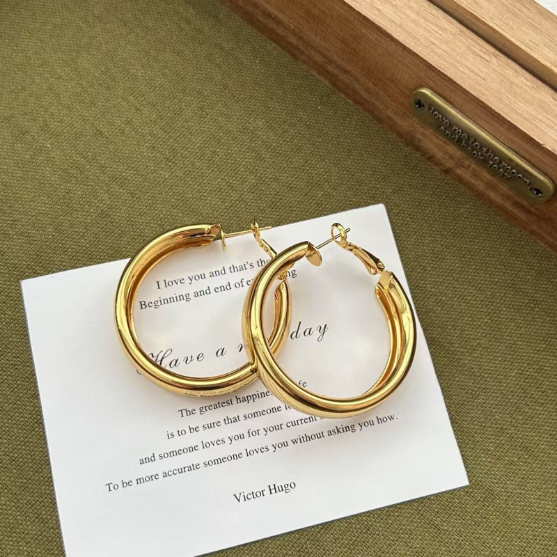 Shutong Geometriai fülbevalók, aranyozott réz, 925 ezüst posts, elektroplating, könnyű luxus stílus