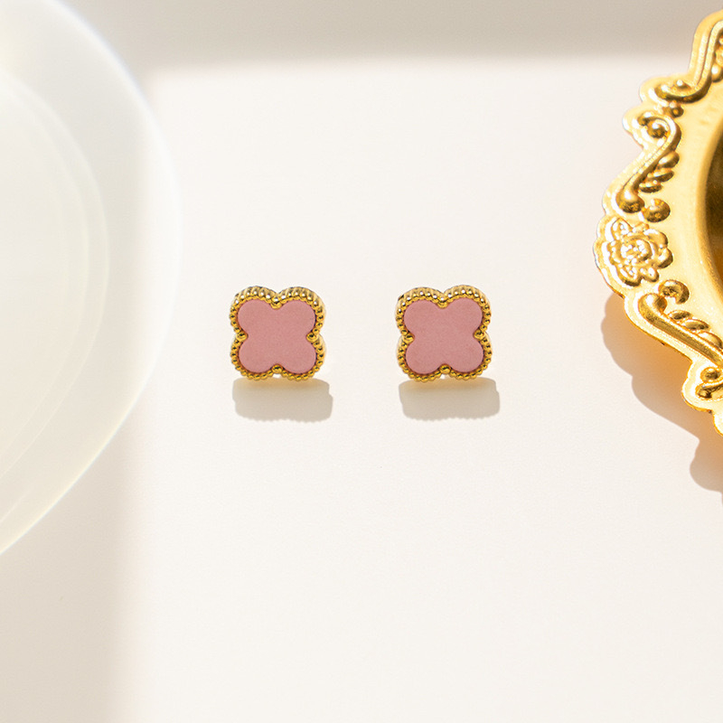 Cercei din oțel de titan, finisaj electroplacat, design floral cu frunză, stil vânt rece, pentru femei