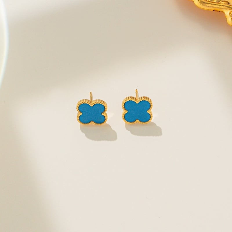 Cercei din oțel de titan, finisaj electroplacat, design floral cu frunză, stil vânt rece, pentru femei