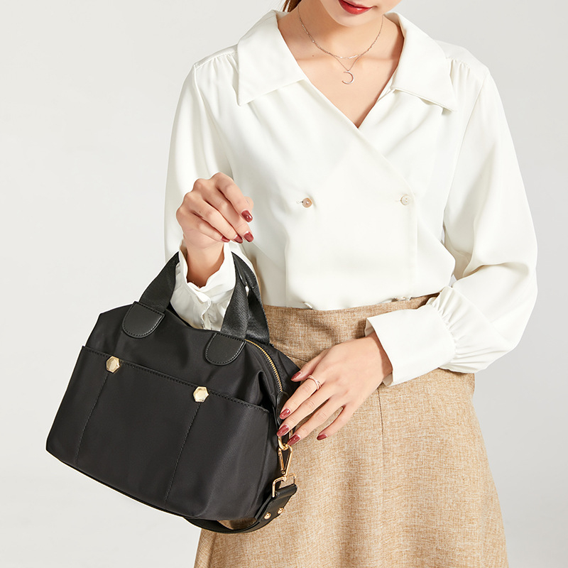 Geantă Tote din Oxford, stil urban minimalist, formă verticală pătrată, închidere cu fermoar