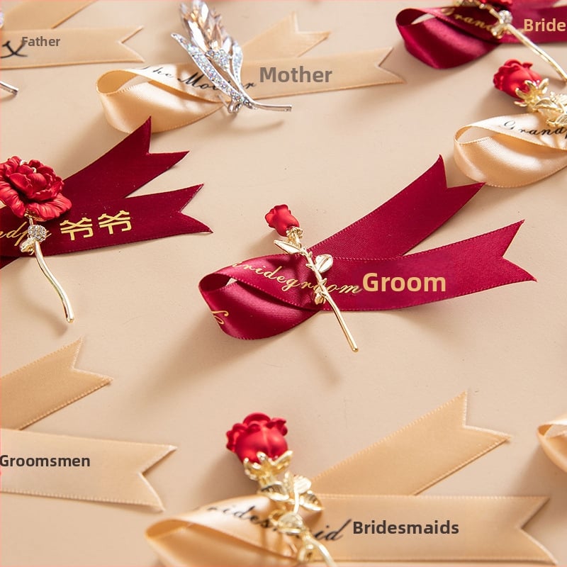 Chammit vestuvinis corsage rinkinys nuotai ir jaunikliui; medžiaga: kita; specifikacijos: 4213123; pamergoms, jaunikio palydovams, tėvams