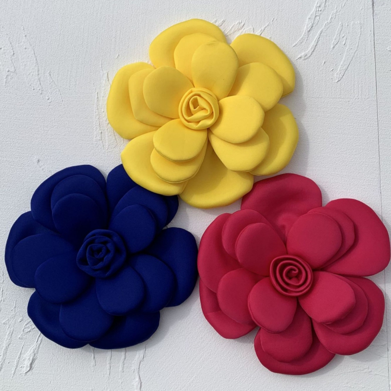 3D textil virág corsage, poliészter rost, női divat stílus, gyártási szám 25012, nyár 2025