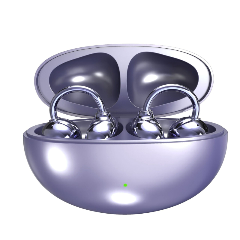 Cască Bluetooth clip-on cu conductivitate osoasă, design deschis pentru urechi, stereo bilateral, Bluetooth 6.0, autonomie 4–8 ore