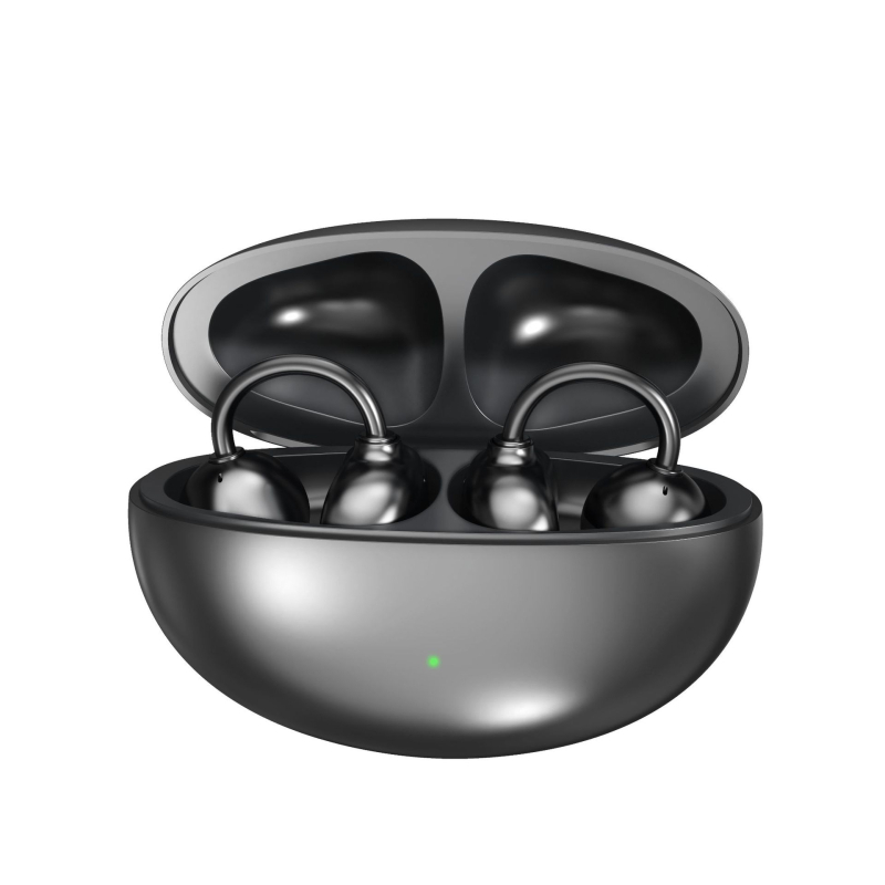 Cască Bluetooth clip-on cu conductivitate osoasă, design deschis pentru urechi, stereo bilateral, Bluetooth 6.0, autonomie 4–8 ore