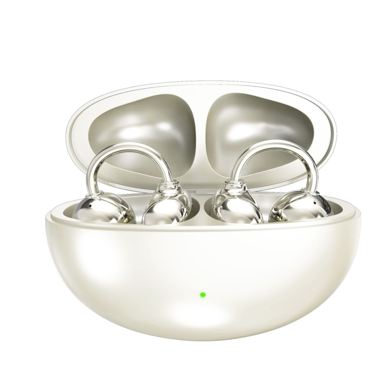 Cască Bluetooth clip-on cu conductivitate osoasă, design deschis pentru urechi, stereo bilateral, Bluetooth 6.0, autonomie 4–8 ore