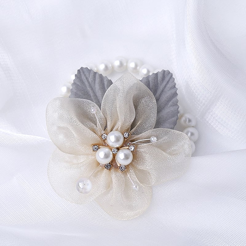 Esküvői csuklós corsage – selyem virágok, Baonan, univerzális stílus, ajándék osztálytársaknak