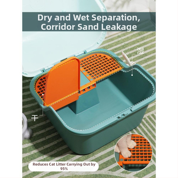 Коридорна напълно затворена котешка тава за пясък с дълъг канал и мирисоустойчив PVC