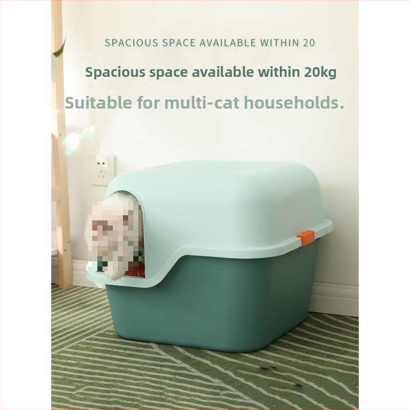 Коридорна напълно затворена котешка тава за пясък с дълъг канал и мирисоустойчив PVC