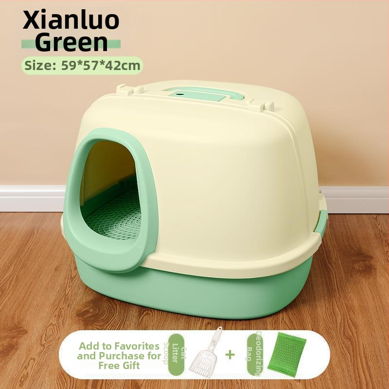 Коридорна напълно затворена котешка тава за пясък с дълъг канал и мирисоустойчив PVC