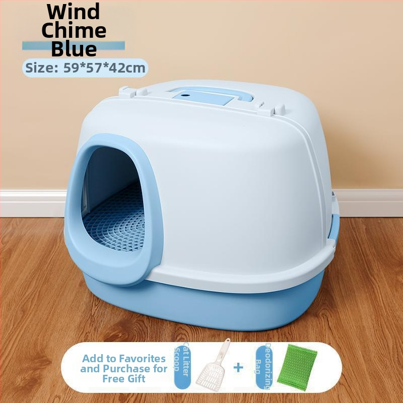 Коридорна напълно затворена котешка тава за пясък с дълъг канал и мирисоустойчив PVC