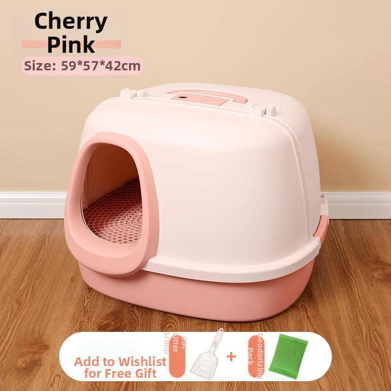 Коридорна напълно затворена котешка тава за пясък с дълъг канал и мирисоустойчив PVC