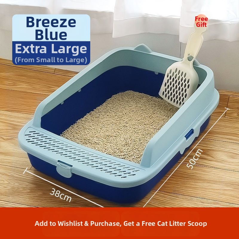 Коридорна напълно затворена котешка тава за пясък с дълъг канал и мирисоустойчив PVC