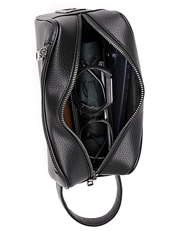 Férfi clutch ujjlenyomat-zárral, PU bőr, szemcsés textúra, érmetartó rekesz, lopás elleni védelem