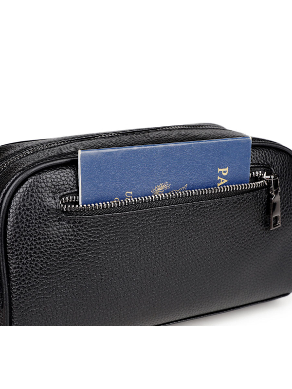 Férfi clutch ujjlenyomat-zárral, PU bőr, szemcsés textúra, érmetartó rekesz, lopás elleni védelem