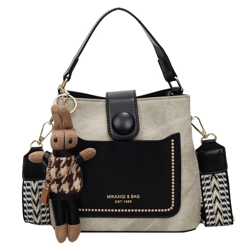 Geantă bucket din PU, stil urban minimalist, formă bucket, închidere cu fermoar, căptușeală poliester