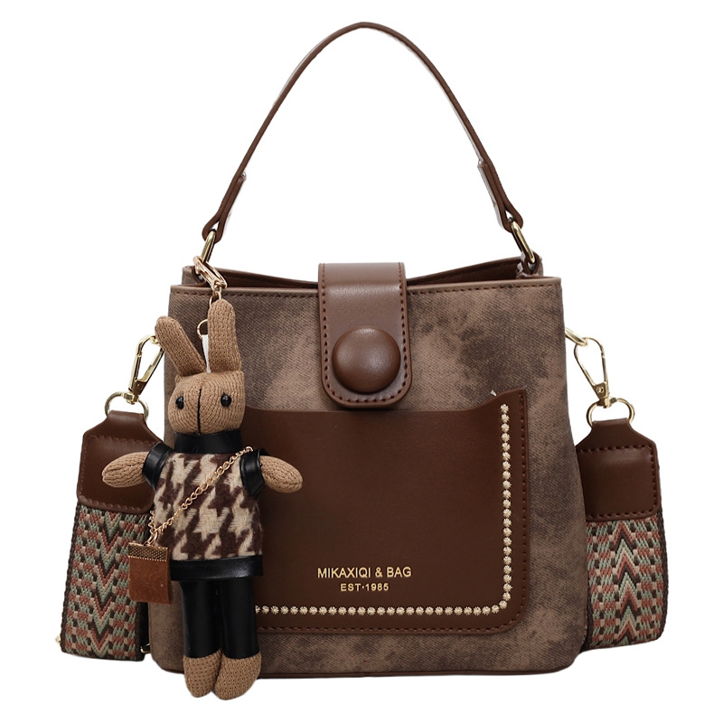 Geantă bucket din PU, stil urban minimalist, formă bucket, închidere cu fermoar, căptușeală poliester