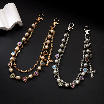 Sulamist taljeketi geomeetrilise unisex disainiga, rist ja tehislike pärlite briljantsed inkrustatsioonid naistele