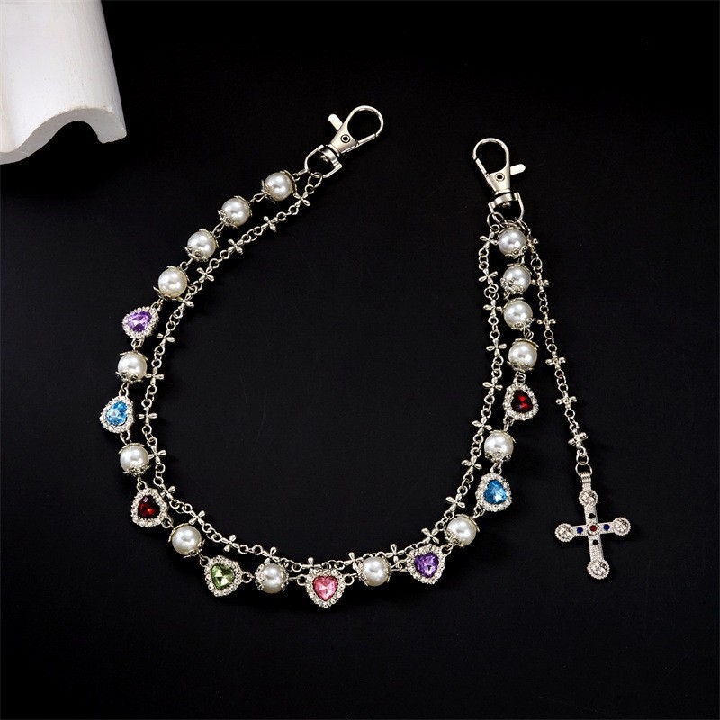 Sulamist taljeketi geomeetrilise unisex disainiga, rist ja tehislike pärlite briljantsed inkrustatsioonid naistele