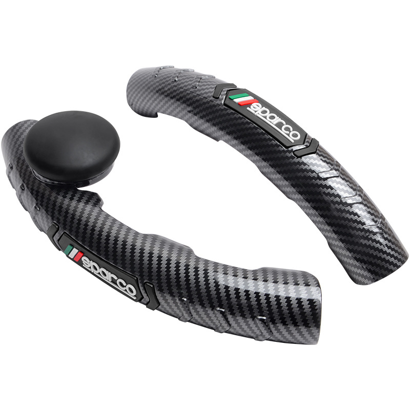 Husă pentru volan mașină cu aspect fibră de carbon, tip card, stil sport, universal