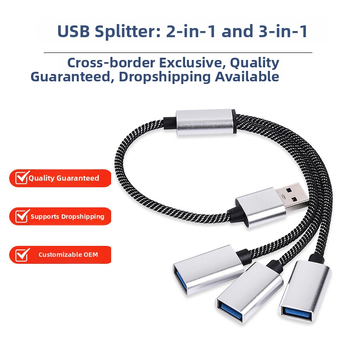 USB-C 3‑portový rozdeľovač, USB 2.0, 480 Mbps, dĺžky káblov: 30 cm / 50 cm / 1 m, model H-111
