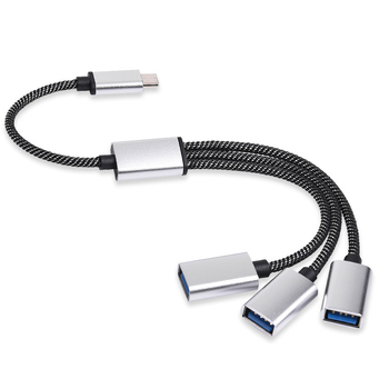 Divizor USB-C cu 3 porturi, USB 2.0, 480 Mbps, lungimi de cablu: 30 cm, 50 cm sau 1 m, Model H-111