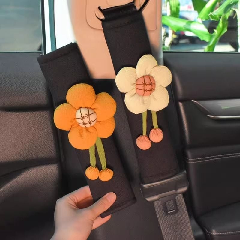 Poklopac za ramenski pojas automobila, motiv suncokret, mekan materijal Ice Silk