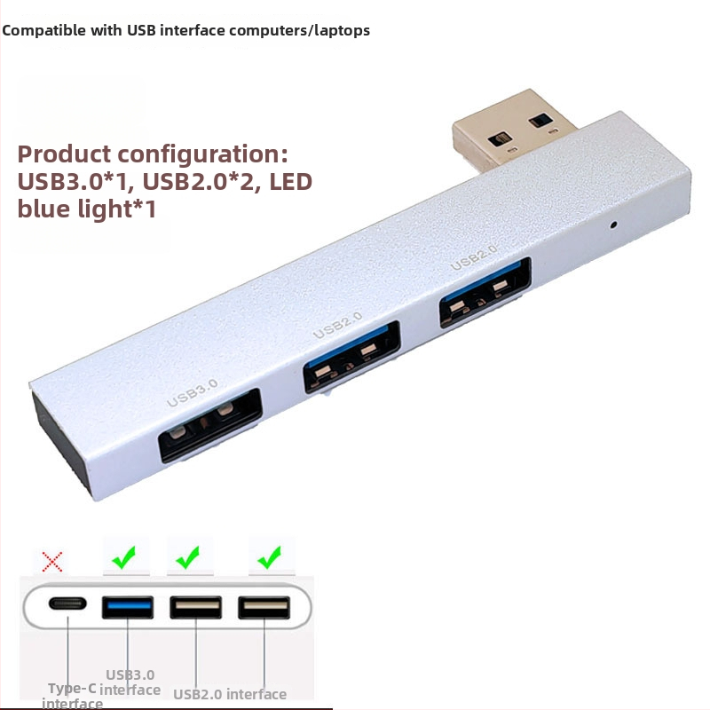 USB 3.0 hub XS-889a, s 3 portami, USB 2.0/3.0 prenos, bez externého napájania