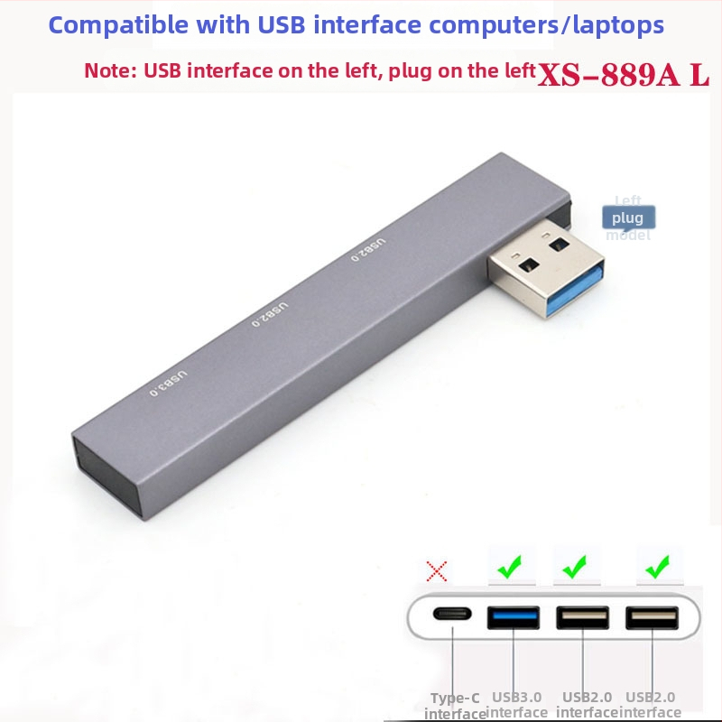 USB 3.0 hub XS-889a, s 3 portami, USB 2.0/3.0 prenos, bez externého napájania