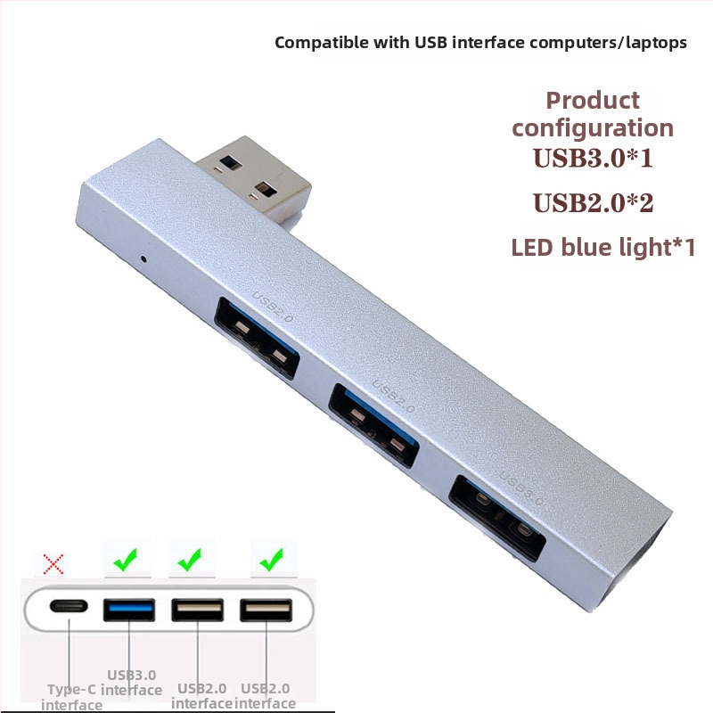 USB 3.0 hub XS-889a, s 3 portami, USB 2.0/3.0 prenos, bez externého napájania