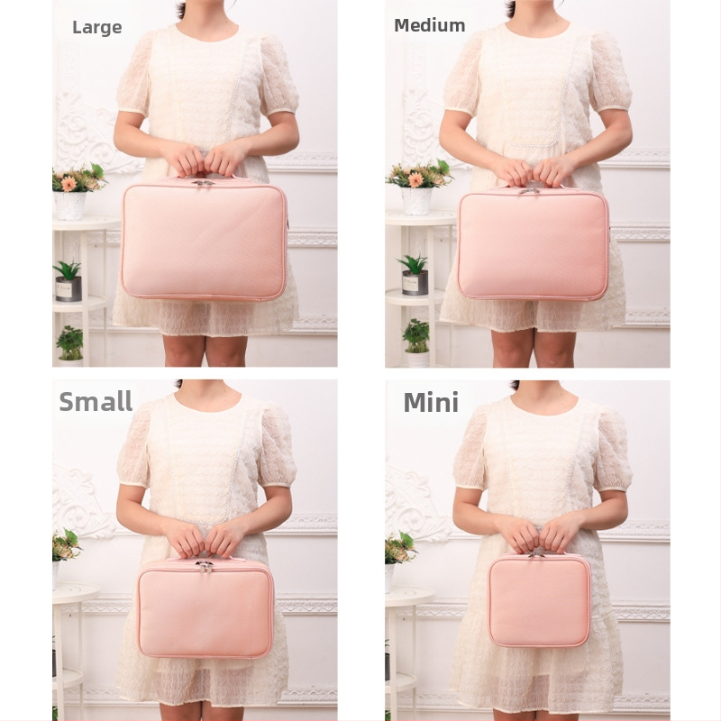 Козметична чанта за пътуване с висок капацитет, от Oxford плат, подплата полиестер, презрамка за рамо, кубична форма