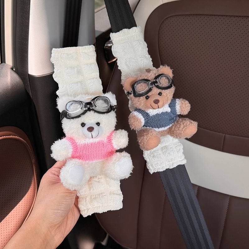 Προστατευτής ώμου ζώνης αυτοκινήτου – γλυκό σχέδιο αρκούδας, πολυεστέρας, Tirika, καταγωγή Ανχουϊ