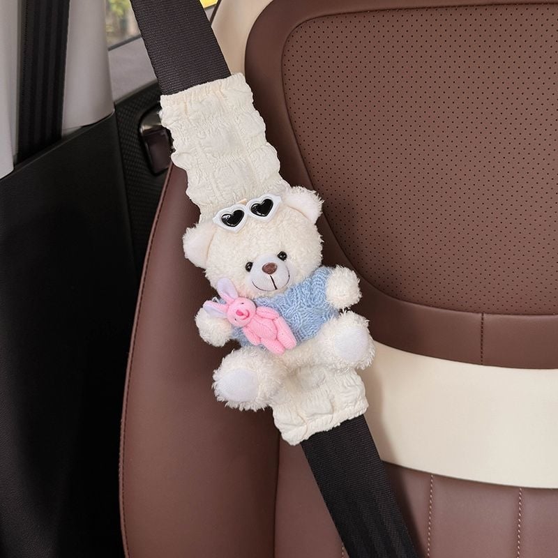 Προστατευτής ώμου ζώνης αυτοκινήτου – γλυκό σχέδιο αρκούδας, πολυεστέρας, Tirika, καταγωγή Ανχουϊ