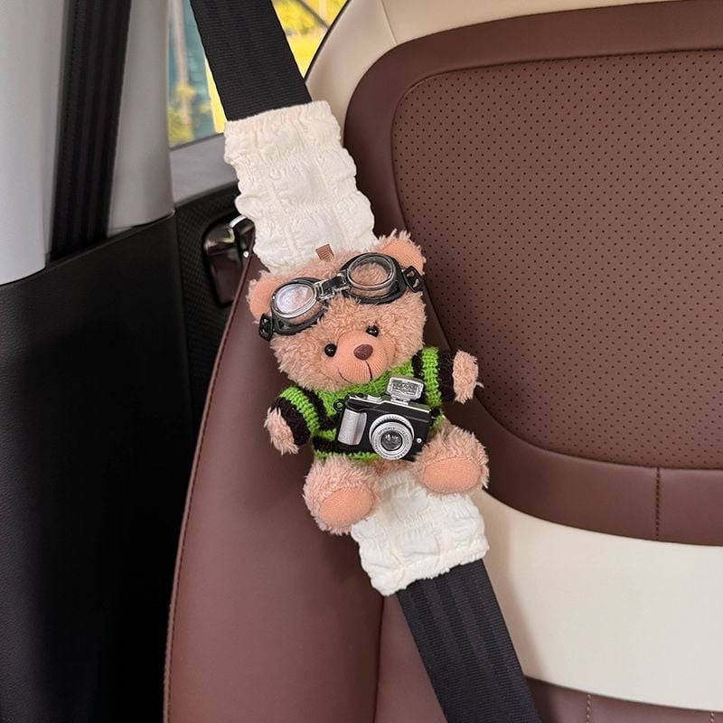 Προστατευτής ώμου ζώνης αυτοκινήτου – γλυκό σχέδιο αρκούδας, πολυεστέρας, Tirika, καταγωγή Ανχουϊ