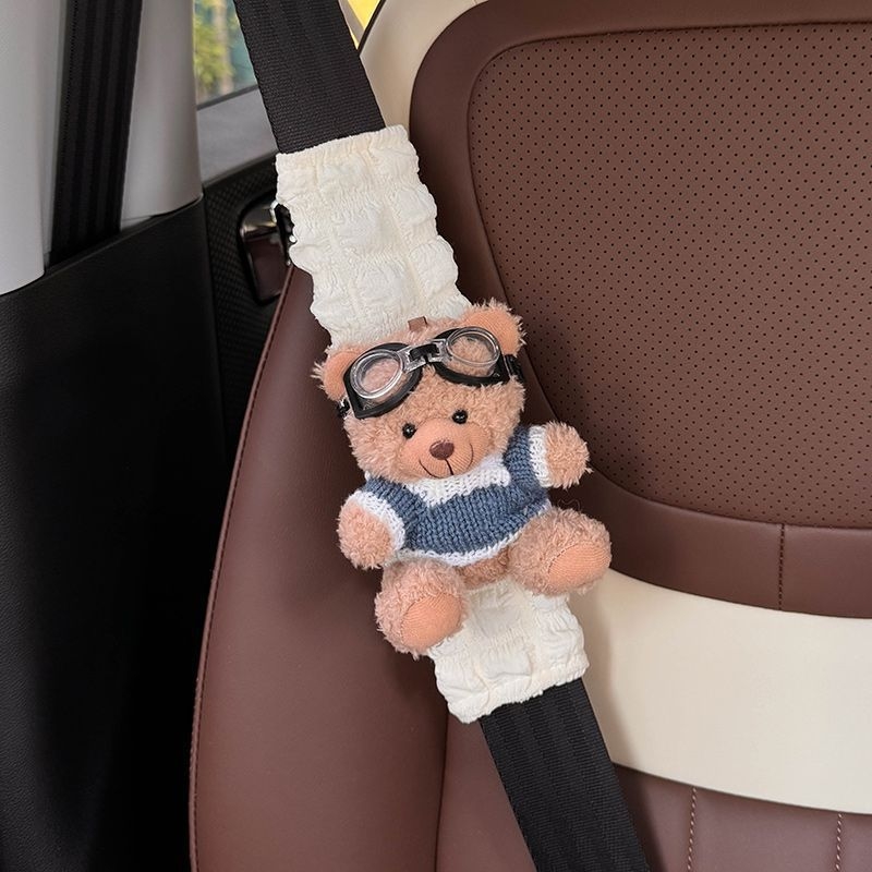 Προστατευτής ώμου ζώνης αυτοκινήτου – γλυκό σχέδιο αρκούδας, πολυεστέρας, Tirika, καταγωγή Ανχουϊ