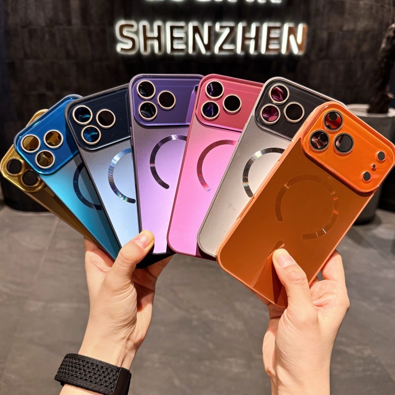 Carcasă de protecție pentru Apple, material acrilic, finisaj electroplacat, prindere magnetică, anti-derapaj, protecție la cădere