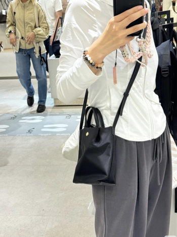 Geantă bucket din nylon cu fermoar, formă orizontală pătrată, căptușeală din bumbac, buzunar pentru documente, curea de umăr simplă, pentru uz zilnic