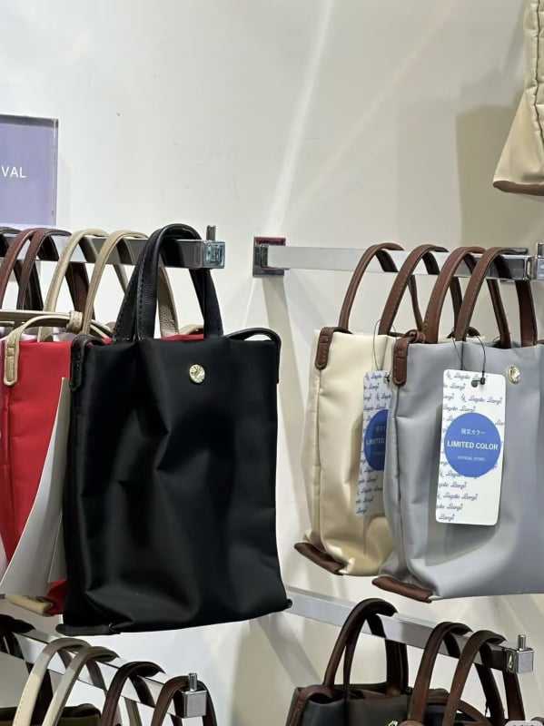 Geantă bucket din nylon cu fermoar, formă orizontală pătrată, căptușeală din bumbac, buzunar pentru documente, curea de umăr simplă, pentru uz zilnic