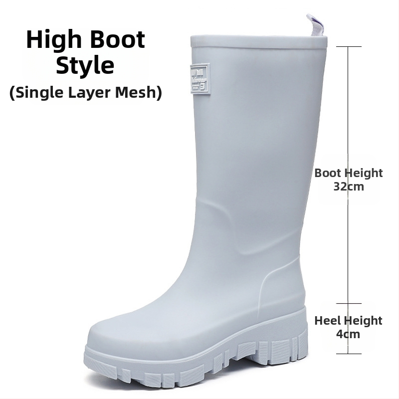 Moterų PVC lietaus batai, vidutinio aukščio, žemas kulnas 1-3 cm, slip-on uždarymas