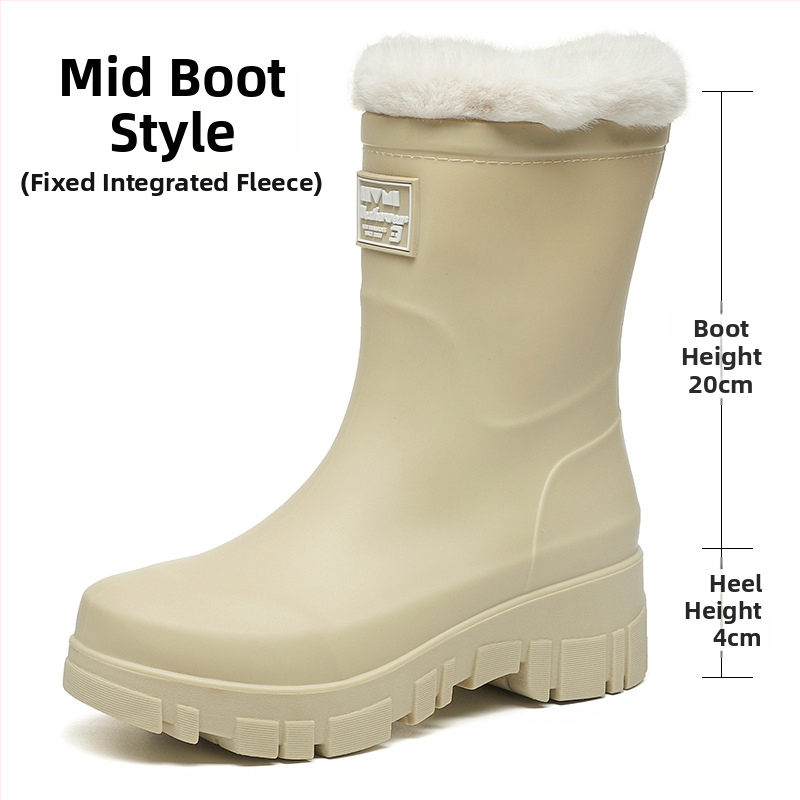 Moterų PVC lietaus batai, vidutinio aukščio, žemas kulnas 1-3 cm, slip-on uždarymas