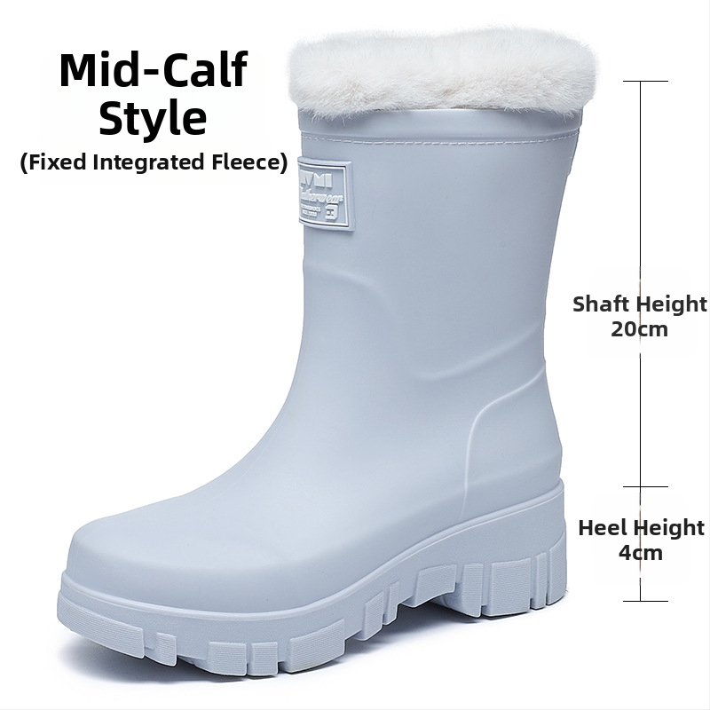 Moterų PVC lietaus batai, vidutinio aukščio, žemas kulnas 1-3 cm, slip-on uždarymas