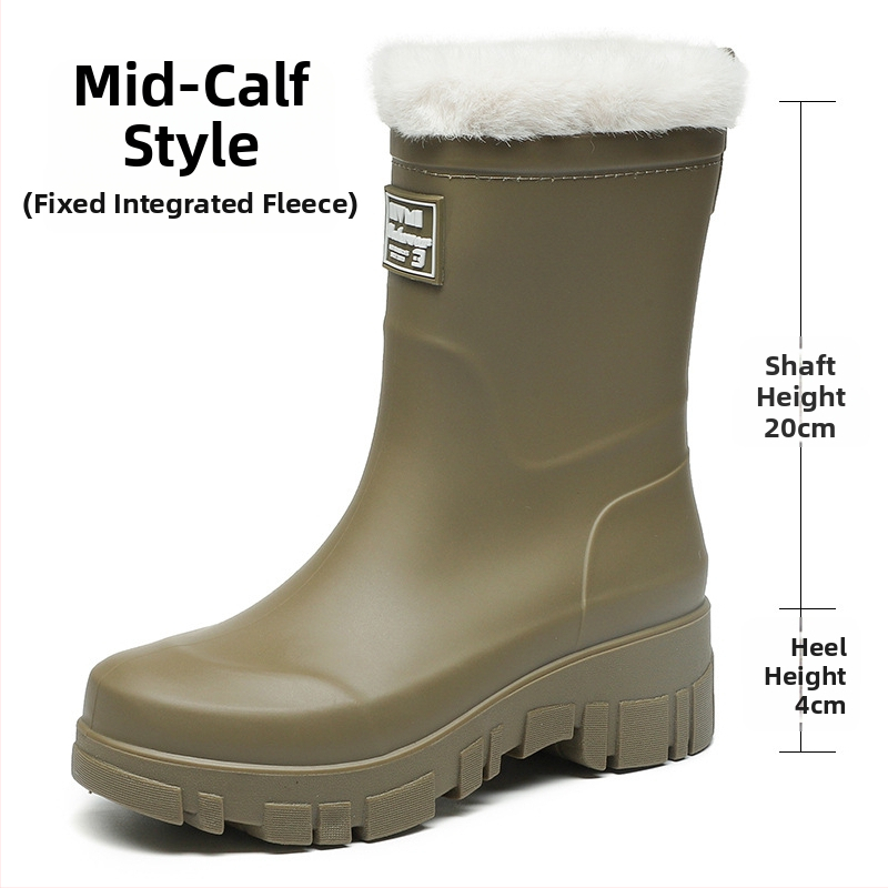 Moterų PVC lietaus batai, vidutinio aukščio, žemas kulnas 1-3 cm, slip-on uždarymas