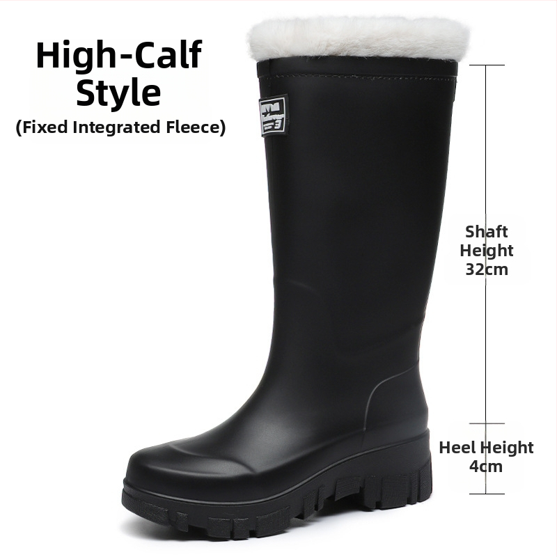 Moterų PVC lietaus batai, vidutinio aukščio, žemas kulnas 1-3 cm, slip-on uždarymas