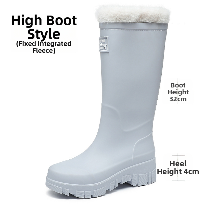 Moterų PVC lietaus batai, vidutinio aukščio, žemas kulnas 1-3 cm, slip-on uždarymas