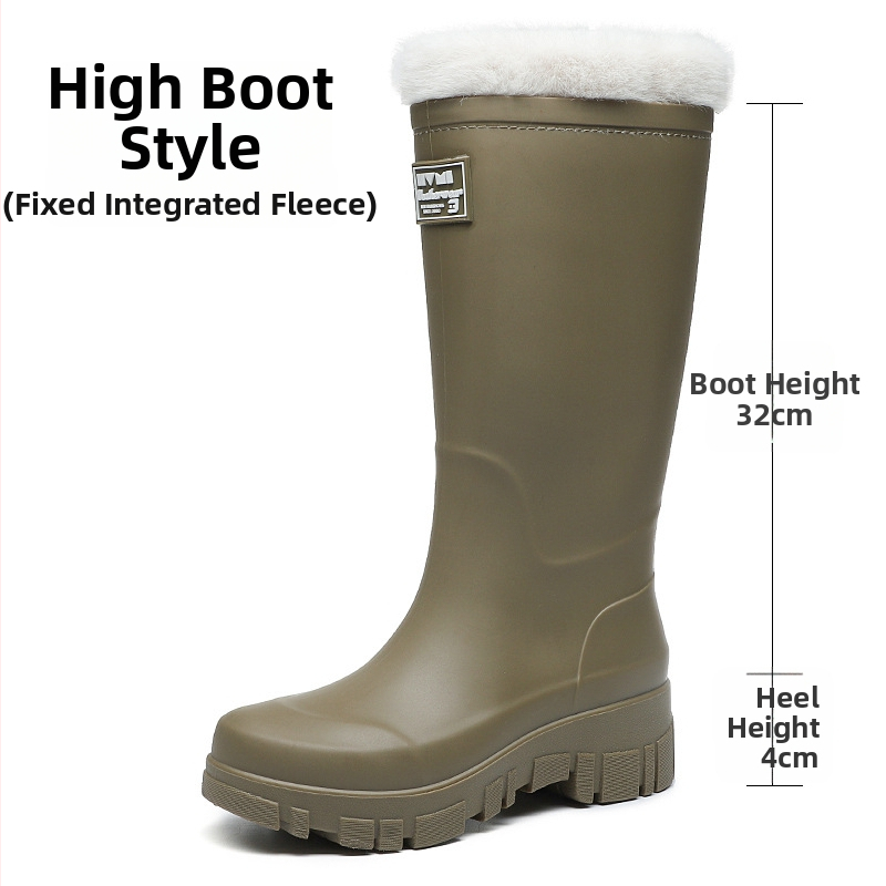 Moterų PVC lietaus batai, vidutinio aukščio, žemas kulnas 1-3 cm, slip-on uždarymas