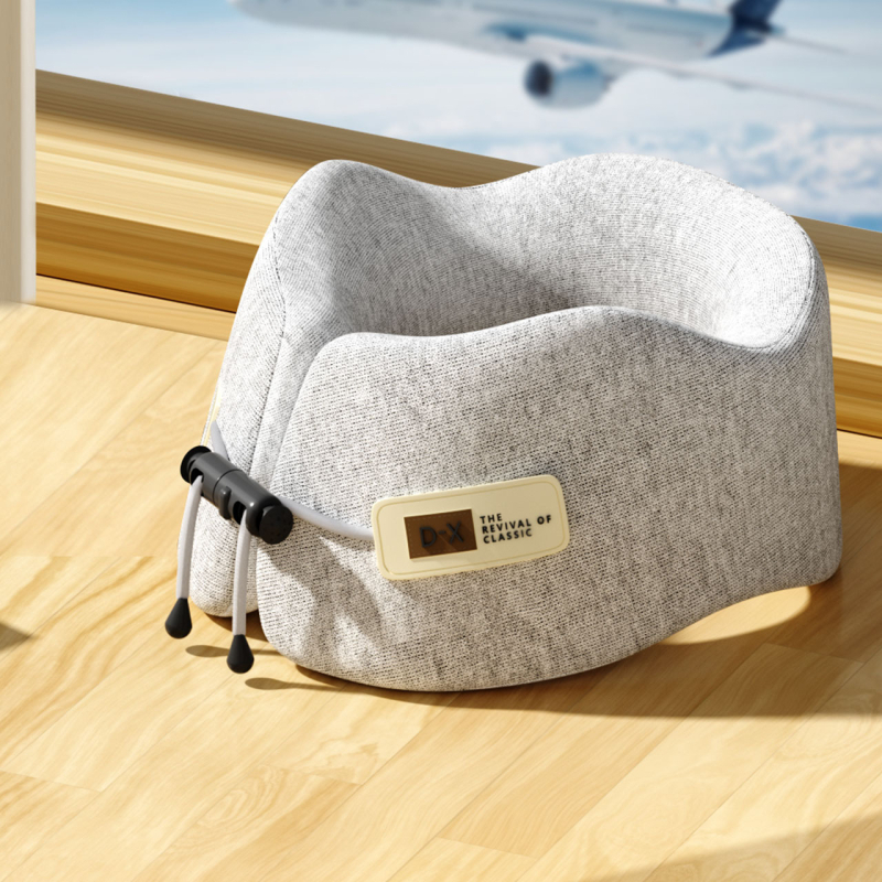 Pernă de călătorie în formă U, cu spumă cu memorie, revenire lentă, nucleu din fibre de poliester