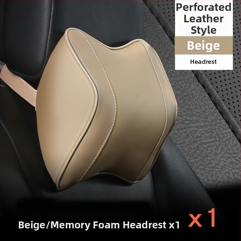 Auto galvas balsts un jostas atbalsts ar memory foam — Mākslīgā āda, Visu sezonu, Piemērots visiem automobiļiem, Vienkāršs stils