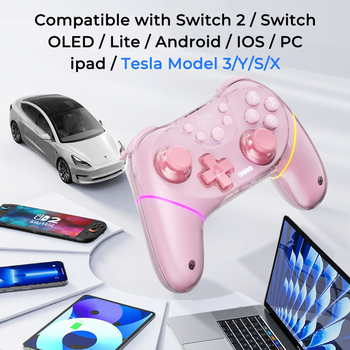 Ασύρματος χειριστήριο Switch για παιχνίδια με Bluetooth, USB διεπαφή, διπλούς αισθητήρες Hall, RGB φωτισμό και δόνηση